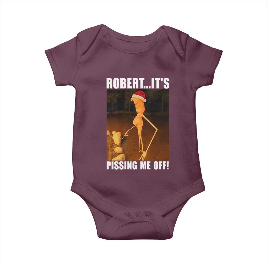 Marcus The Worm Christmas Baby Onesie Robert Its Pissing Me Off Xmas Meme TS10 Maroon Print Your Wear
