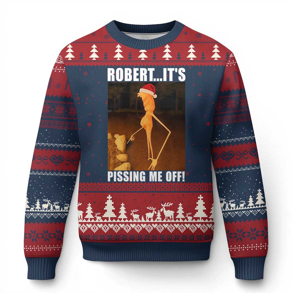 Marcus The Worm Xmas Ugly Christmas Sweater Robert Its Pissing Me Off Xmas Meme TS10 Navy Red Print Your Wear