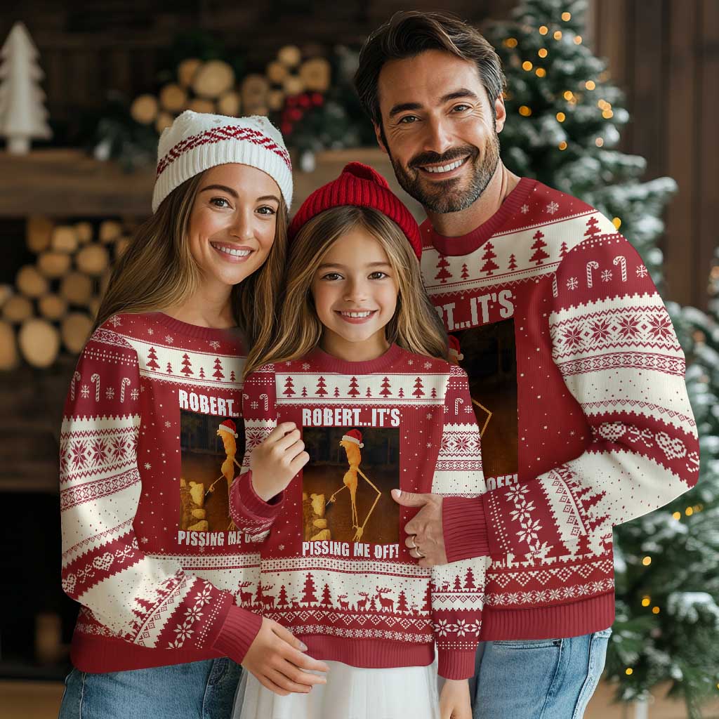 Marcus The Worm Xmas Ugly Christmas Sweater Robert Its Pissing Me Off Xmas Meme TS10 Red Beige Print Your Wear