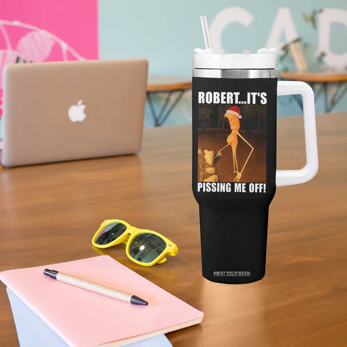 Marcus The Worm Christmas Tumbler With Handle Robert Its Pissing Me Off Xmas Meme TS10 Print Your Wear