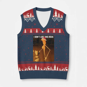 Marcus The Worm I Don't Like This Rock V-Neck Knit Sweater Vest TS10 Navy Red Print Your Wear