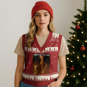 Marcus The Worm I Don't Like This Rock V-Neck Knit Sweater Vest TS10 Red Beige Print Your Wear