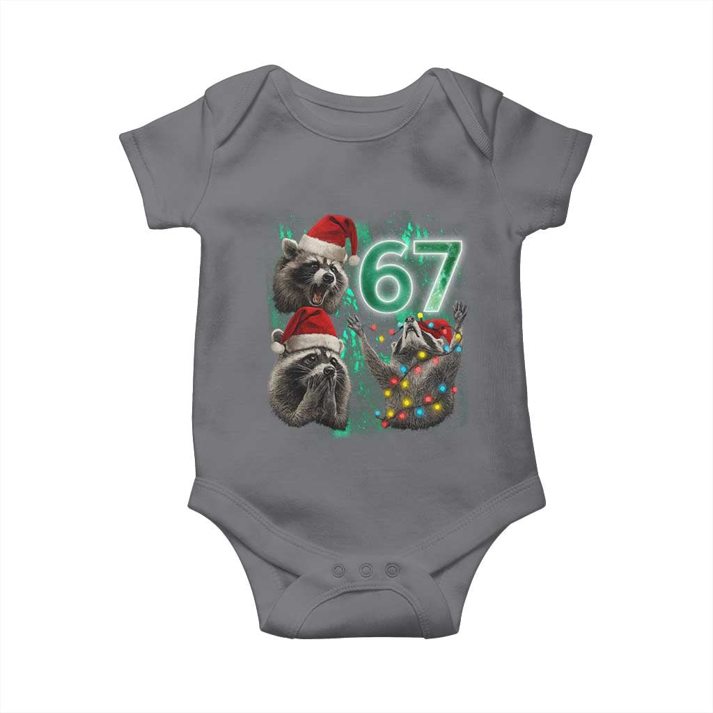 Funny Christmas 67 Meme Racoon Baby Onesie Howling at The Moon TS10 Charcoal Print Your Wear