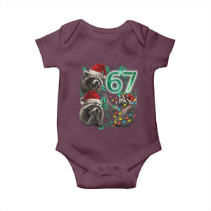 Funny Christmas 67 Meme Racoon Baby Onesie Howling at The Moon TS10 Maroon Print Your Wear