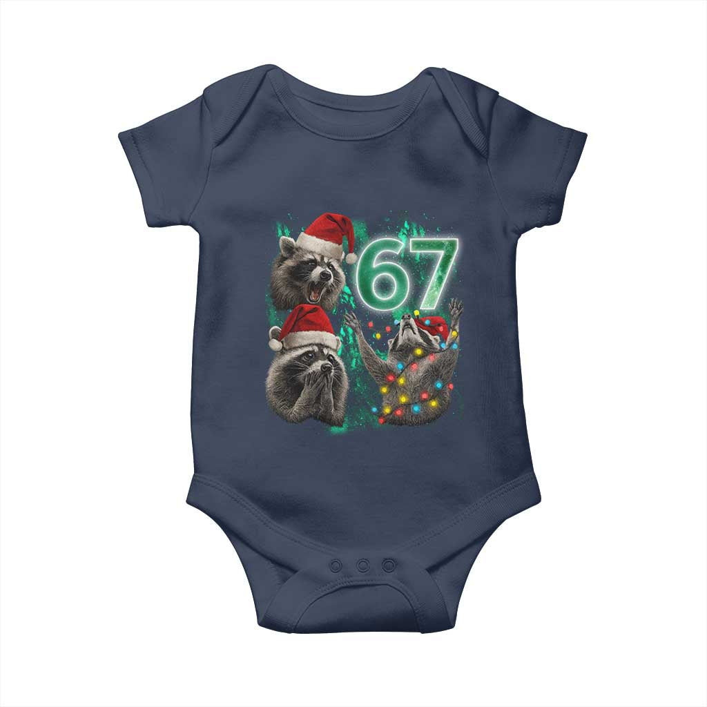 Funny Christmas 67 Meme Racoon Baby Onesie Howling at The Moon TS10 Navy Print Your Wear