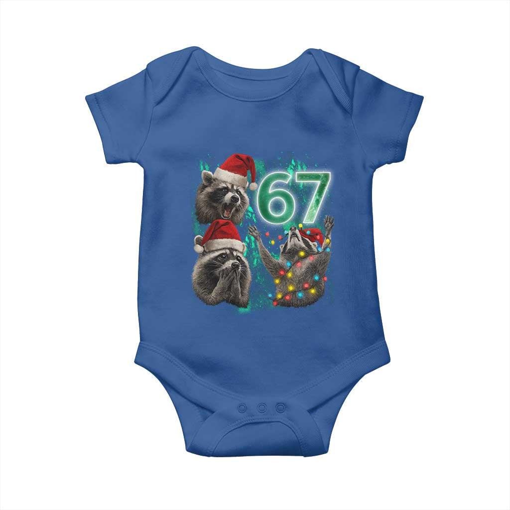 Funny Christmas 67 Meme Racoon Baby Onesie Howling at The Moon TS10 Royal Blue Print Your Wear