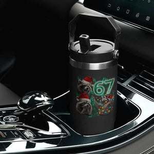 Funny Christmas 67 Meme Racoon Flip Straw Tumbler Howling at The Moon TS10 Print Your Wear