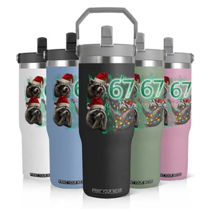Funny Christmas 67 Meme Racoon Flip Straw Tumbler Howling at The Moon TS10 Print Your Wear