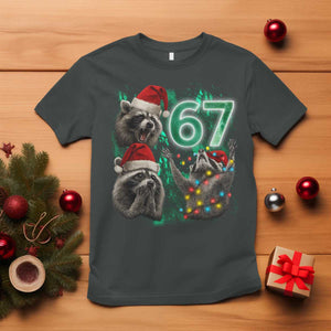 Funny Christmas 67 Meme Racoon T Shirt Howling at The Moon TS10 Dark Heather Print Your Wear