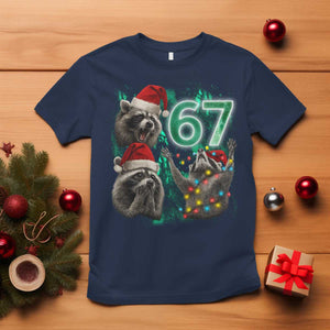 Funny Christmas 67 Meme Racoon T Shirt Howling at The Moon TS10 Navy Print Your Wear