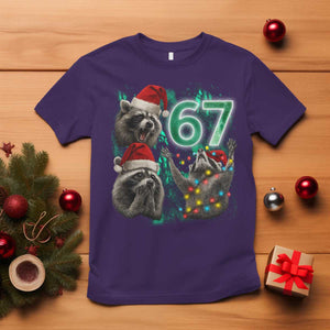 Funny Christmas 67 Meme Racoon T Shirt Howling at The Moon TS10 Purple Print Your Wear