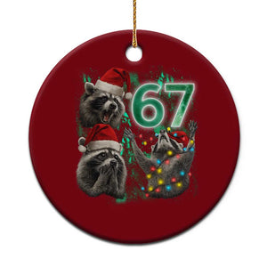Funny Christmas 67 Meme Racoon Ceramic Ornament Howling at The Moon TS10 1pc Red Print Your Wear