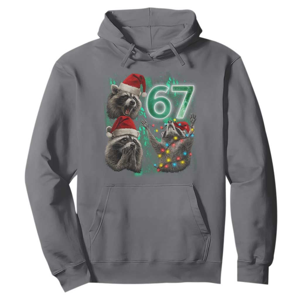 Funny Christmas 67 Meme Racoon Hoodie Howling at The Moon TS10 Charcoal Print Your Wear