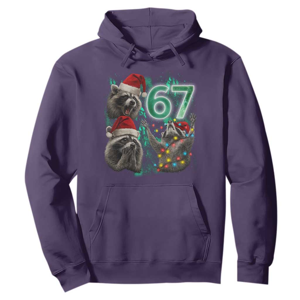 Funny Christmas 67 Meme Racoon Hoodie Howling at The Moon TS10 Purple Print Your Wear