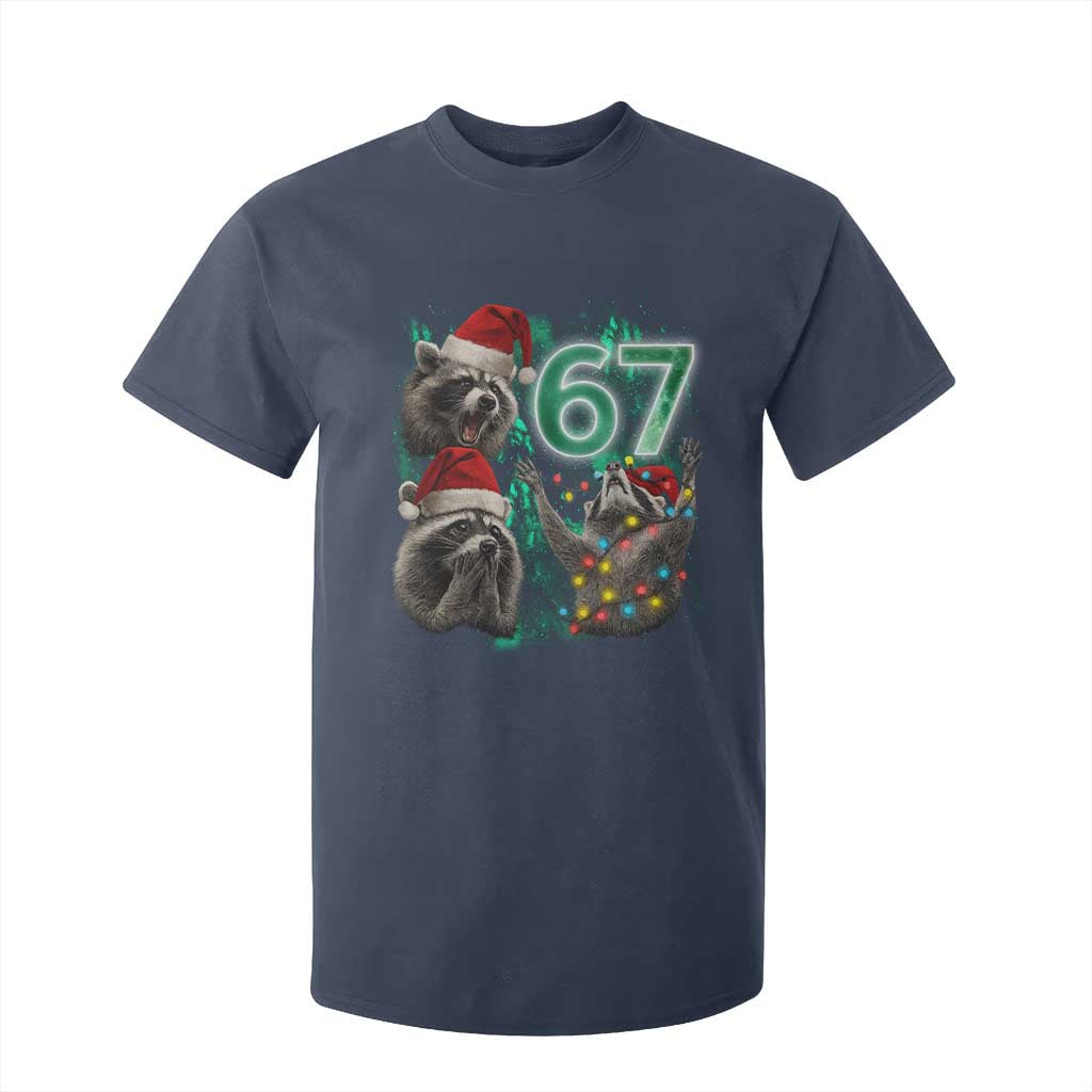 Funny Christmas 67 Meme Racoon T Shirt For Kid Howling at The Moon TS10 Navy Print Your Wear