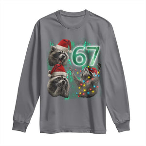 Funny Christmas 67 Meme Racoon Long Sleeve Shirt Howling at The Moon TS10 Charcoal Print Your Wear