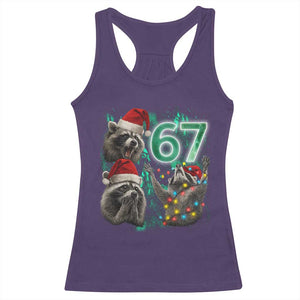 Funny Christmas 67 Meme Racoon Racerback Tank Top Howling at The Moon TS10 Purple Print Your Wear