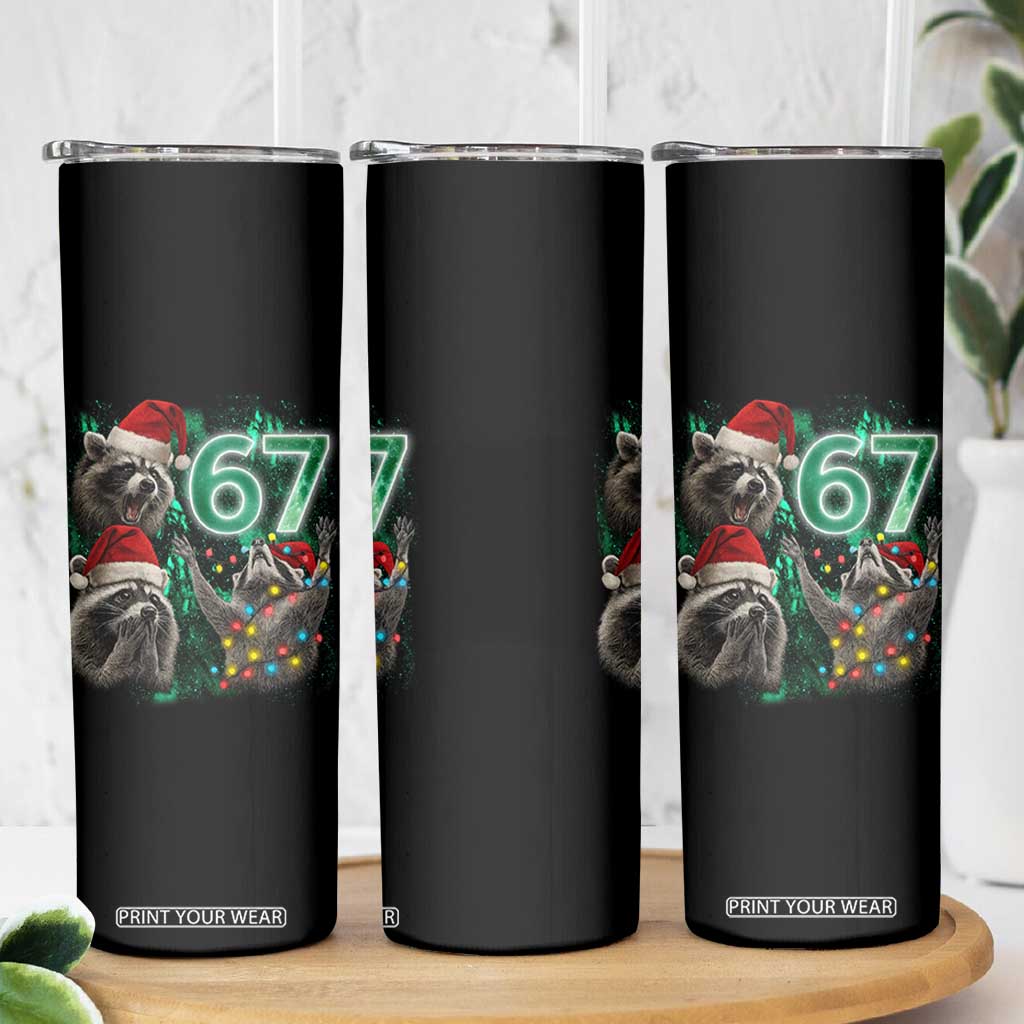 Funny Christmas 67 Meme Racoon Skinny Tumbler Howling at The Moon TS10 Print Your Wear