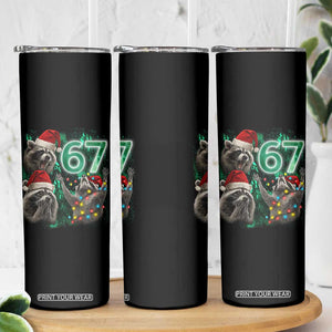 Funny Christmas 67 Meme Racoon Skinny Tumbler Howling at The Moon TS10 Print Your Wear