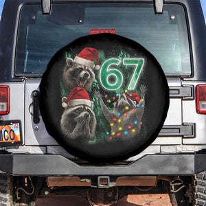 Funny Christmas 67 Meme Racoon Spare Tire Cover Howling at The Moon TS10 No hole Black Print Your Wear