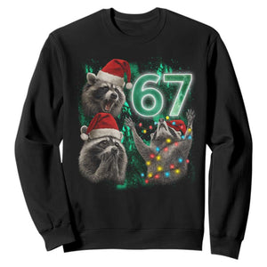 Funny Christmas 67 Meme Racoon Sweatshirt Howling at The Moon TS10 Black Print Your Wear