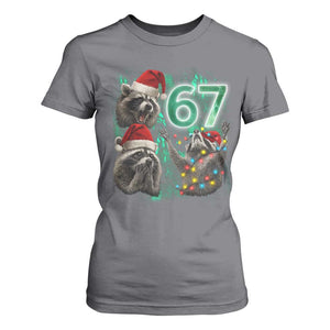 Funny Christmas 67 Meme Racoon T Shirt For Women Howling at The Moon TS10 Charcoal Print Your Wear