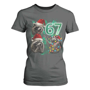 Funny Christmas 67 Meme Racoon T Shirt For Women Howling at The Moon TS10 Dark Heather Print Your Wear