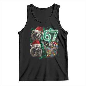Funny Christmas 67 Meme Racoon Tank Top Howling at The Moon TS10 Black Print Your Wear