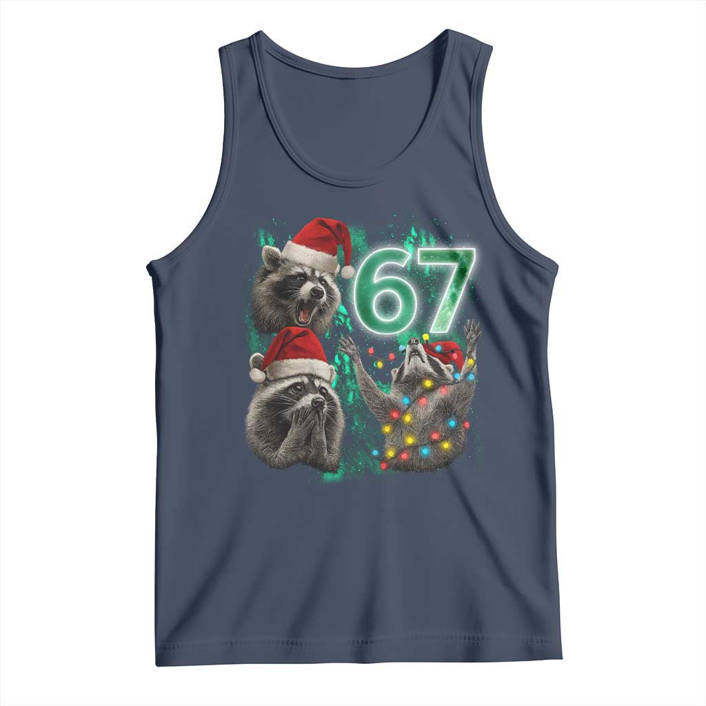 Funny Christmas 67 Meme Racoon Tank Top Howling at The Moon TS10 Navy Print Your Wear