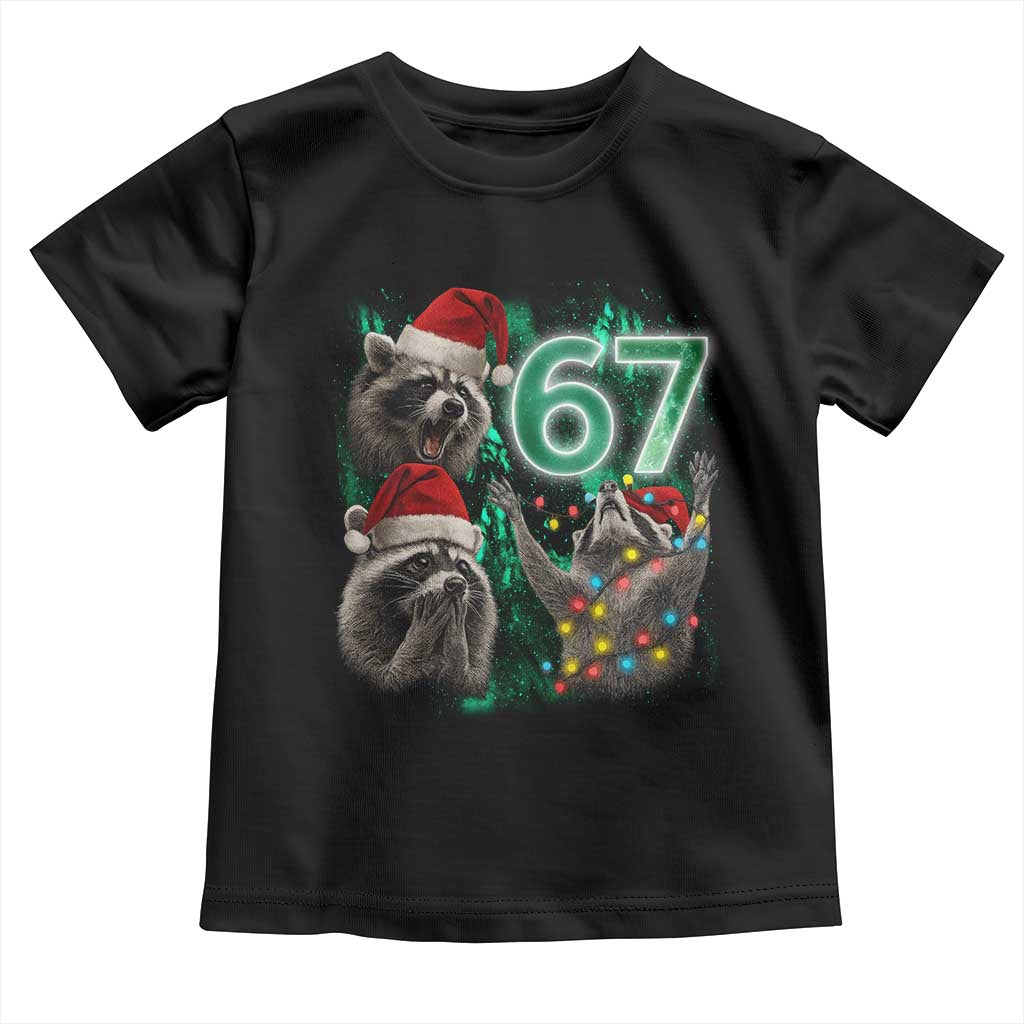 Funny Christmas 67 Meme Racoon Toddler T Shirt Howling at The Moon TS10 Black Print Your Wear