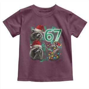 Funny Christmas 67 Meme Racoon Toddler T Shirt Howling at The Moon TS10 Maroon Print Your Wear