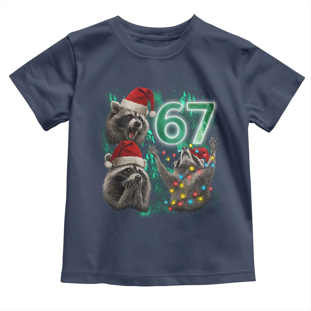 Funny Christmas 67 Meme Racoon Toddler T Shirt Howling at The Moon TS10 Navy Print Your Wear