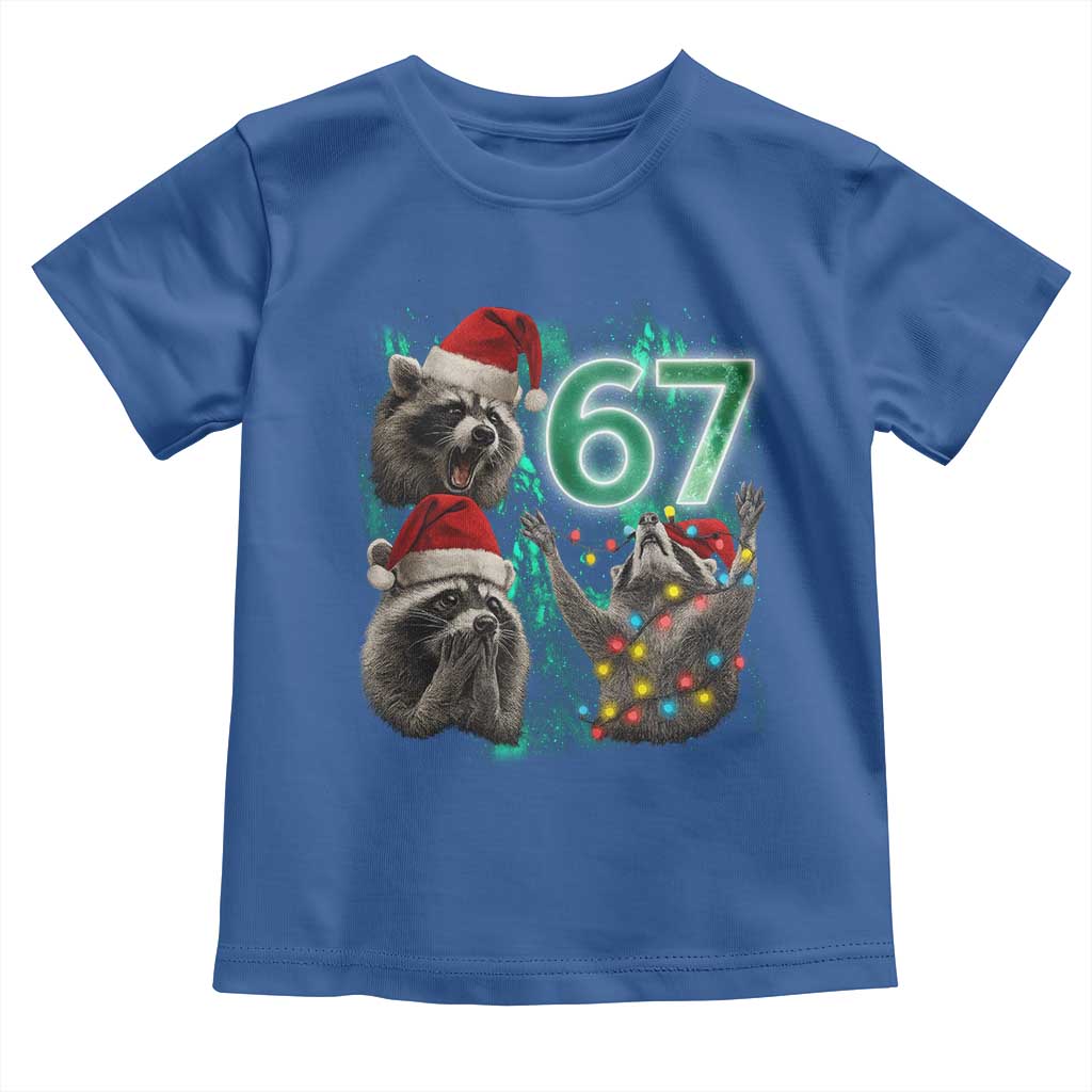 Funny Christmas 67 Meme Racoon Toddler T Shirt Howling at The Moon TS10 Royal Blue Print Your Wear