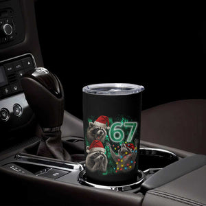 Funny Christmas 67 Meme Racoon Tumbler Cup Howling at The Moon TS10 Print Your Wear