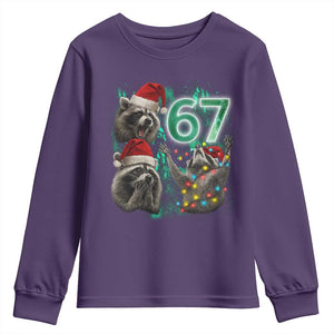 Funny Christmas 67 Meme Racoon Youth Sweatshirt Howling at The Moon TS10 Purple Print Your Wear