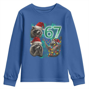 Funny Christmas 67 Meme Racoon Youth Sweatshirt Howling at The Moon TS10 Royal Blue Print Your Wear