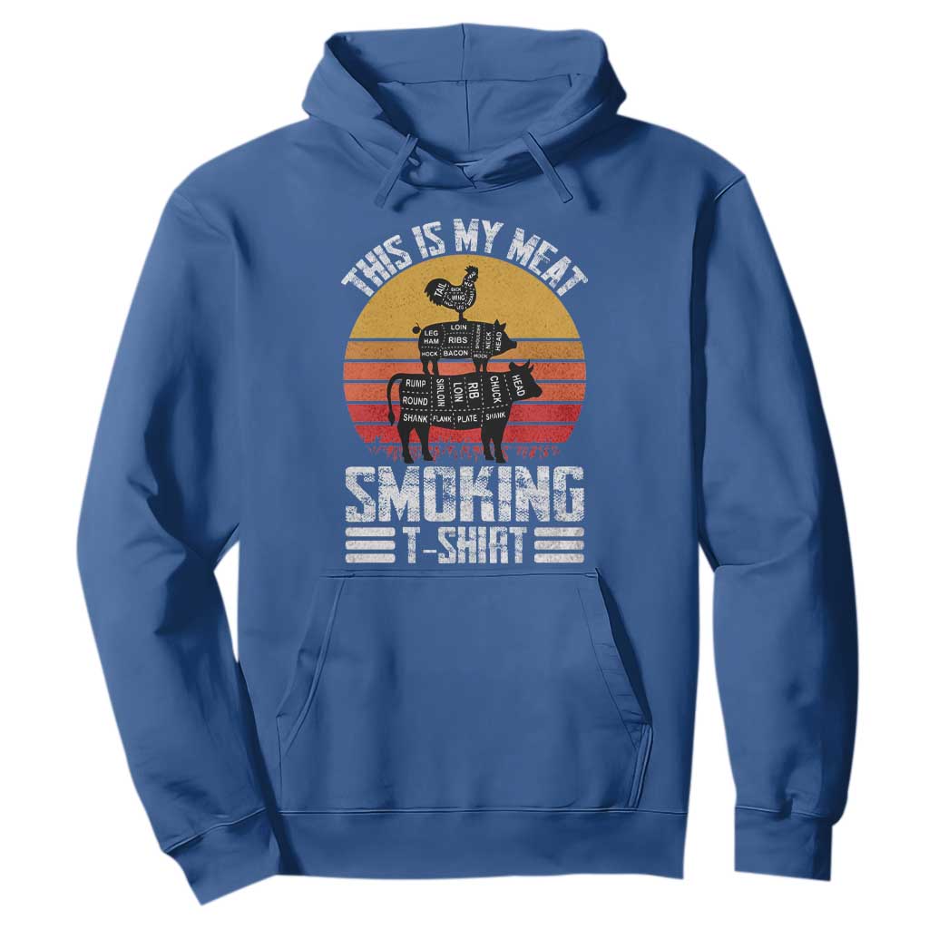 BBQ Hoodie Smoker Themed Retro Vintage My Meat Smoking TS10 Royal Blue Print Your Wear
