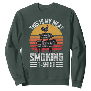 BBQ Sweatshirt Smoker Themed Retro Vintage My Meat Smoking TS10 Dark Forest Green Print Your Wear