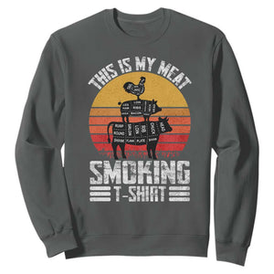 BBQ Sweatshirt Smoker Themed Retro Vintage My Meat Smoking TS10 Dark Heather Print Your Wear