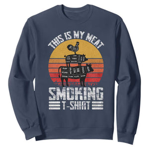 BBQ Sweatshirt Smoker Themed Retro Vintage My Meat Smoking TS10 Navy Print Your Wear
