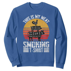 BBQ Sweatshirt Smoker Themed Retro Vintage My Meat Smoking TS10 Royal Blue Print Your Wear
