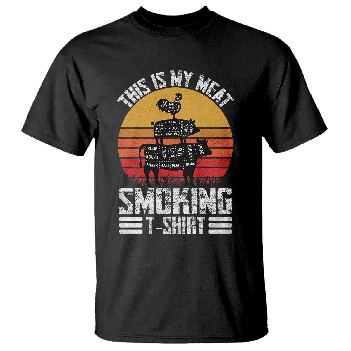 BBQ T Shirt Smoker Themed Retro Vintage My Meat Smoking TS10 Black Print Your Wear