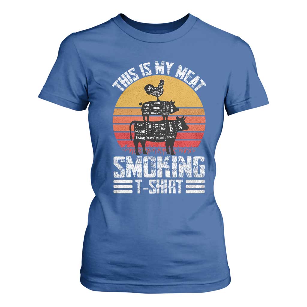 BBQ T Shirt For Women Smoker Themed Retro Vintage My Meat Smoking TS10 Royal Blue Print Your Wear