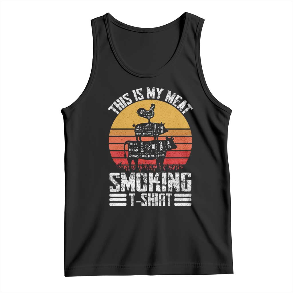 BBQ Tank Top Smoker Themed Retro Vintage My Meat Smoking TS10 Black Print Your Wear