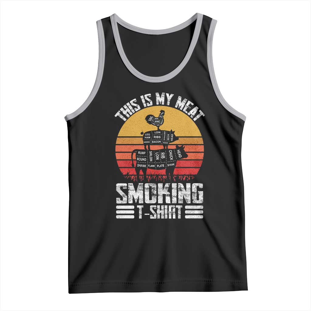 BBQ Tank Top Smoker Themed Retro Vintage My Meat Smoking TS10 Black Athletic Heather Print Your Wear