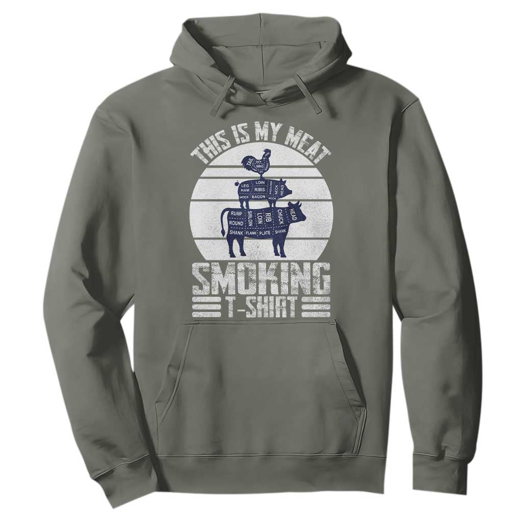 BBQ Hoodie Retro This Is My Meat Smoking Barbeque Dad TS10 Military Green Print Your Wear