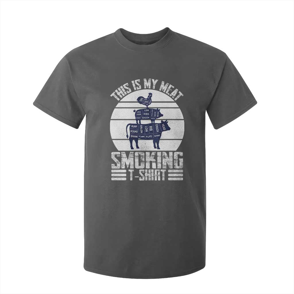 BBQ T Shirt For Kid Retro This Is My Meat Smoking Barbeque Dad TS10 Dark Heather Print Your Wear