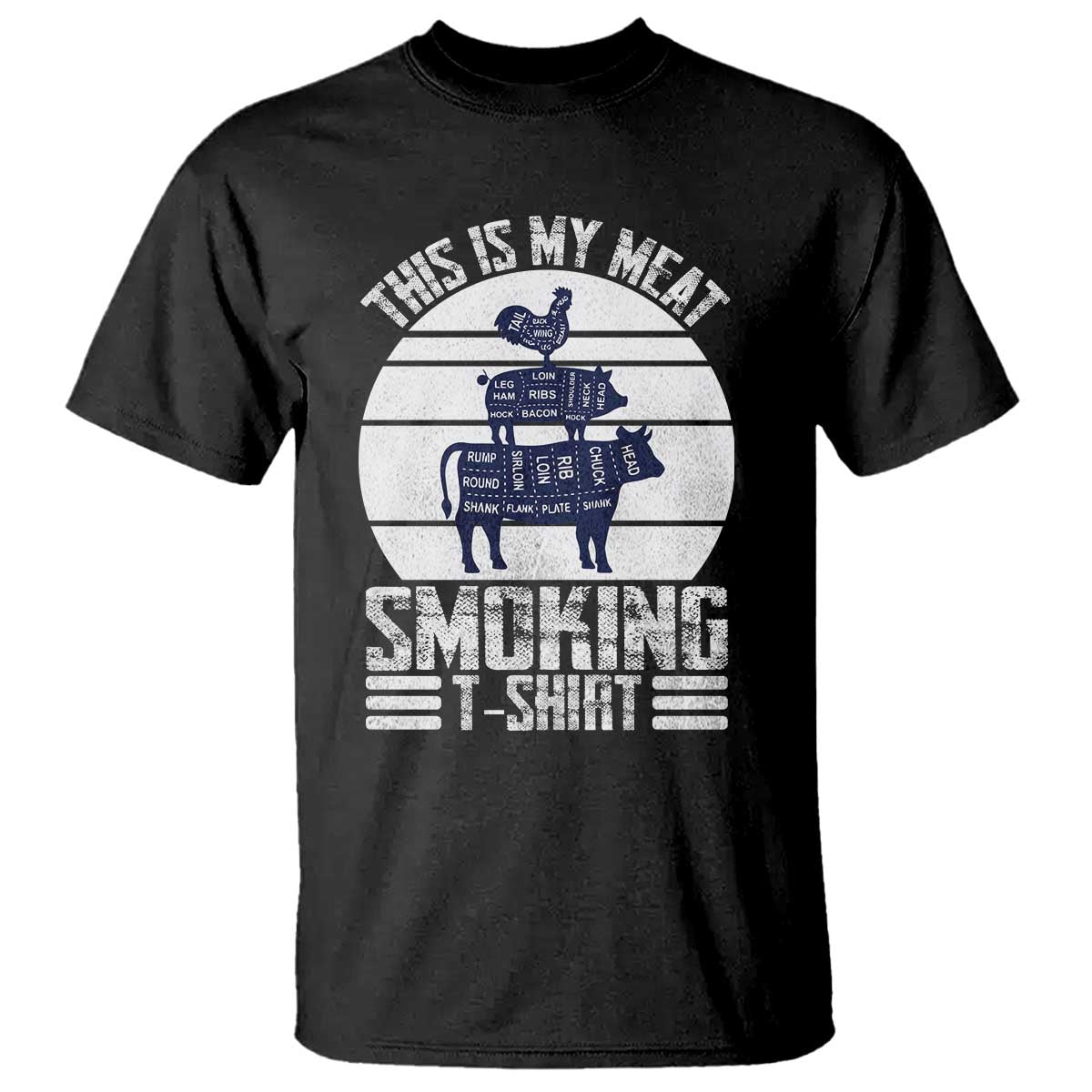 BBQ T Shirt Retro This Is My Meat Smoking Barbeque Dad TS10 Black Print Your Wear