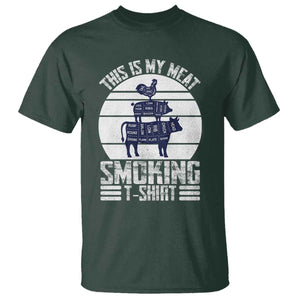 BBQ T Shirt Retro This Is My Meat Smoking Barbeque Dad TS10 Dark Forest Green Print Your Wear