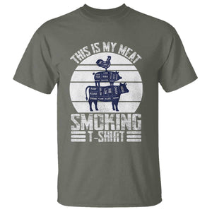 BBQ T Shirt Retro This Is My Meat Smoking Barbeque Dad TS10 Military Green Print Your Wear